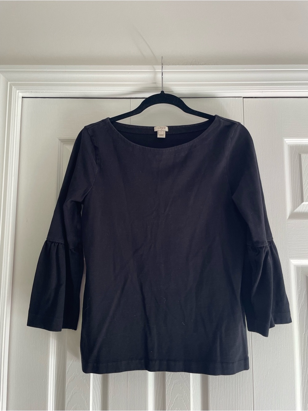 J. Crew Black Bell Sleeve Scoop Neck Top
